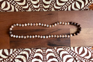 “Hawaiian Island Necklace” Koa & Peach Moonstone.