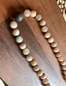 “Hawaiian Island Necklace” Koa & Peach Moonstone.