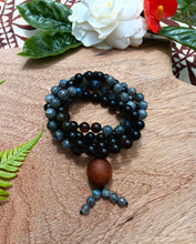 Load image into Gallery viewer, &quot;Guarding Warrior&quot; - Smoky Quartz, Golden Obsidian, Labradorite Handmade 108 Natural Stone Japa Mala
