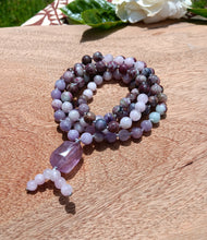 Load image into Gallery viewer, &quot;Healing Serenity&quot; - Amethyst, Plum Tourmaline, Charoite, Kunzite Handmade 108 Stone Mala
