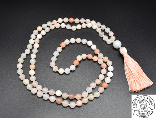 Handmade Japa Mala made of Peach Aventurine.